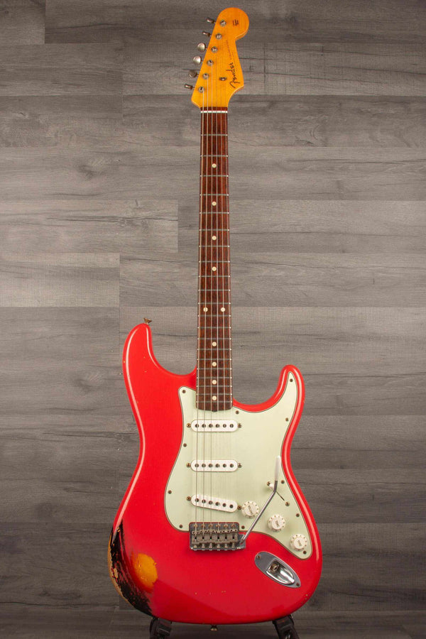 USED - Fender Custom Shop '60's Stratocaster Aged Relic Fiesta red over sunburst