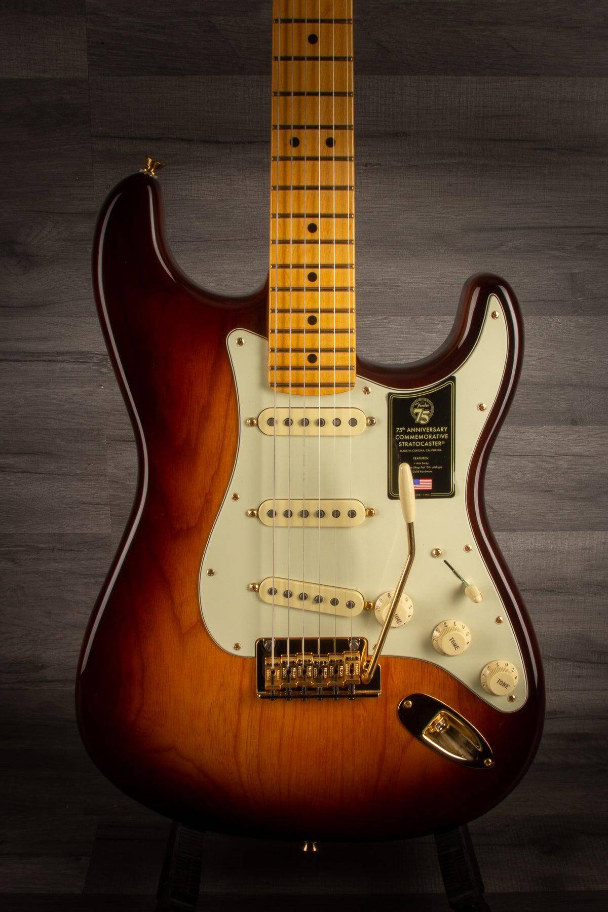 Fender 75th Anniversary Commemorative Stratocaster 2-Colour Bourbon Burst - MusicStreet