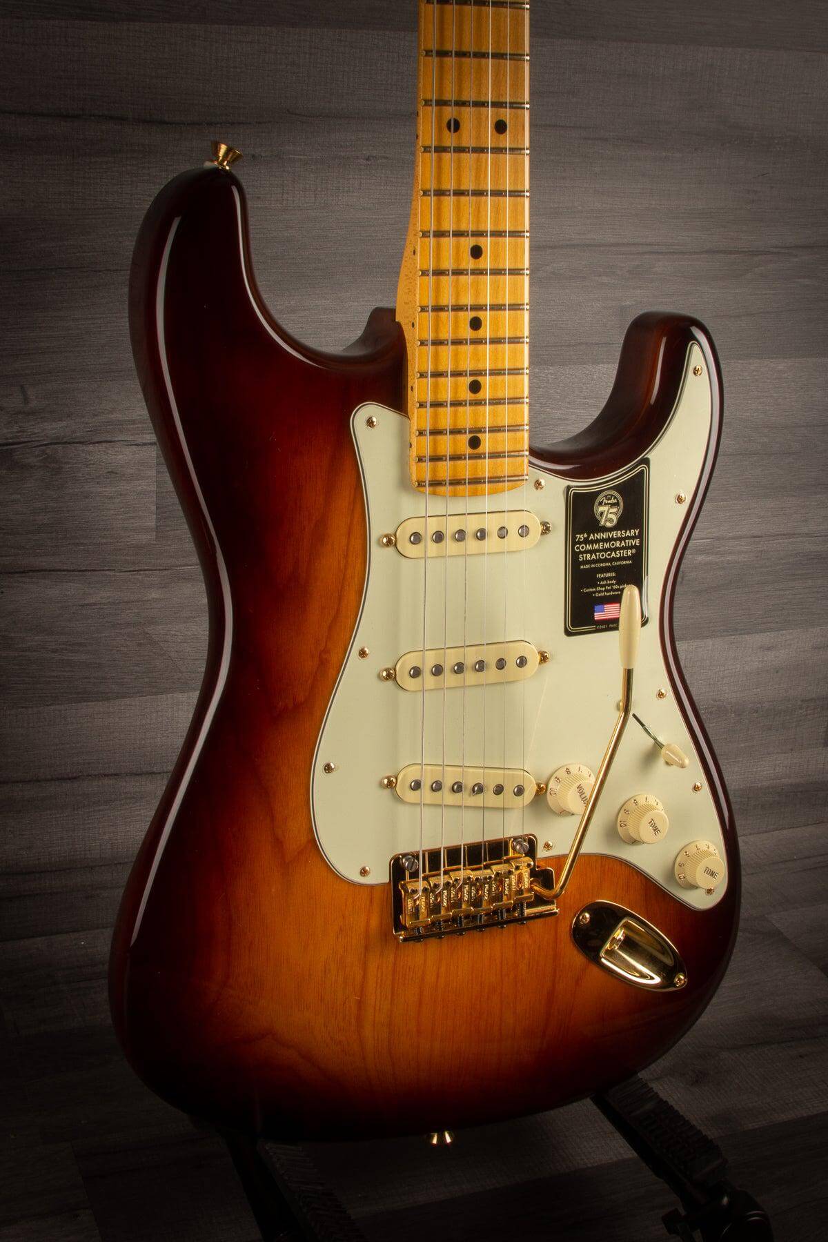 Fender 75th Anniversary Commemorative Stratocaster 2-Colour Bourbon Burst - MusicStreet