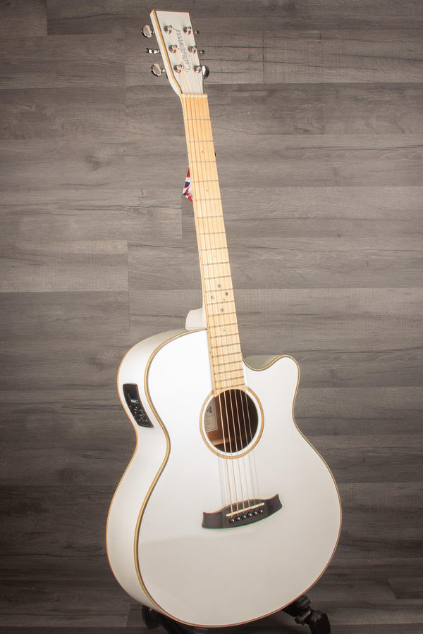 Tanglewood TW4 BLW Super Folk Electro-Acoustic, Whitsunday White Gloss - MusicStreet