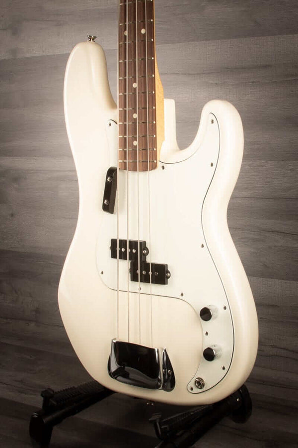 Fender Bass Guitar USED - Fender Standard Precision Bass Rosewood Fingerboard - Olympic White