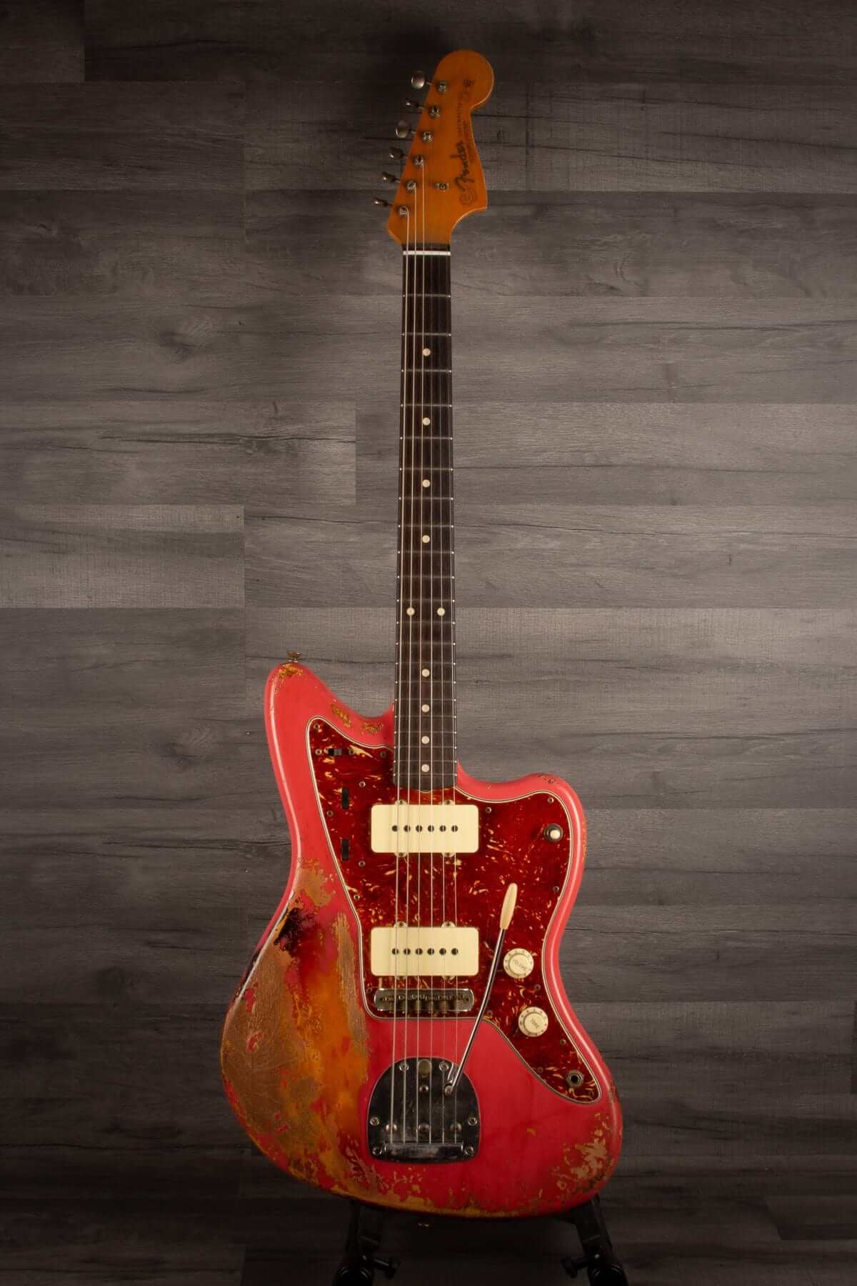 Fender Electric Guitar USED - 2021 Carlos Lopez Masterbuilt Jazzmaster - Fiesta red over sunburst relic.