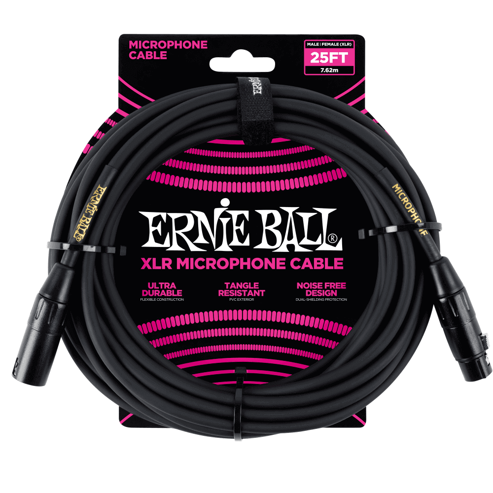 Ernie Ball XLR Microphone Cable 25 ft Black